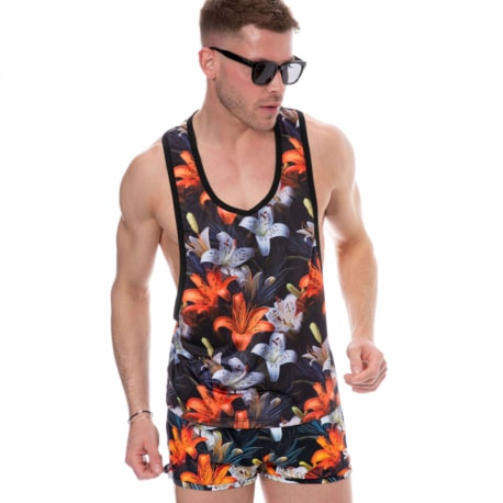 SKU Tropical Summer Tank Top - Black