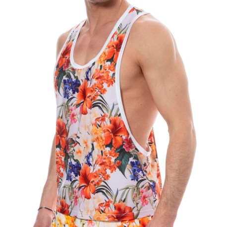 SKU Tropical Summer Tank Top - White