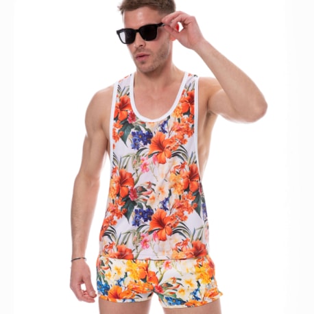 SKU Tropical Summer Tank Top - White