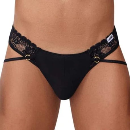 CandyMan Lace Jock Thong - Black