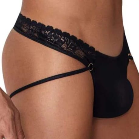 CandyMan Lace Jock Thong - Black