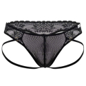 CandyMan Lace Jock Thong - Black