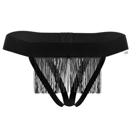 CandyMan Fringe V Thong - Black