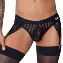 CandyMan Lace Garter Thong - Black