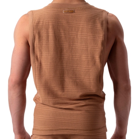 Barcode Mayo Mesh Tank Top - Brown