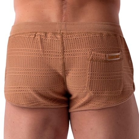 Barcode Aachet Mesh Shorts - Brown