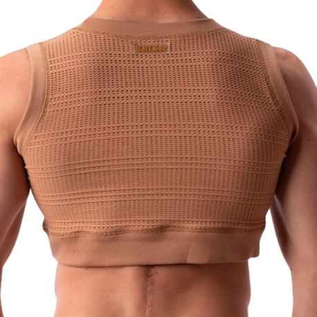 Barcode Luz Mesh Crop Top - Brown