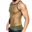 ES Collection Beachy Net Strap Tank Top - Khaki