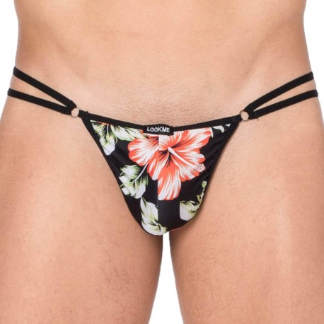 Lookme String New Look Double Ficelle Floral Noir