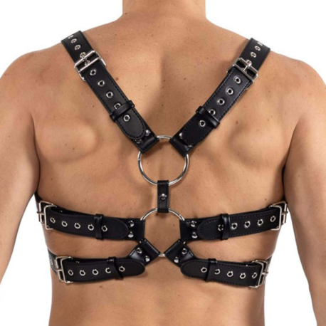 Lookme Leatherette Rings Harness - Black