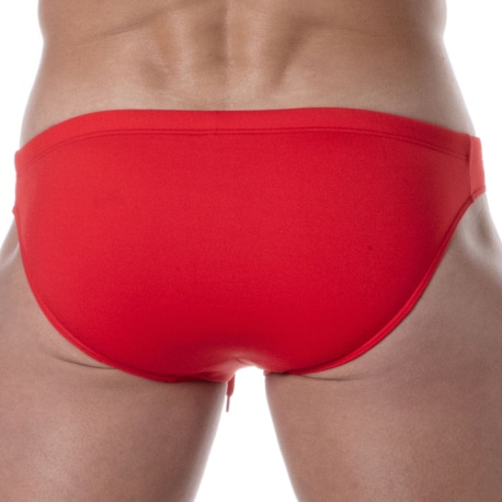 TOF Paris Slip de Bain Mini Uni Rouge