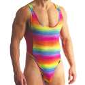 Manstore M2411 Thong Bodysuit - Rainbow