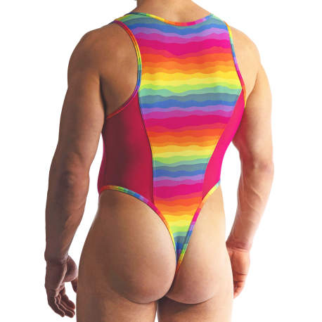 Manstore M2411 Thong Bodysuit - Rainbow