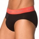 Calvin Klein Lot de 3 Slips Cotton Stretch Noirs - Ceinture Couleur