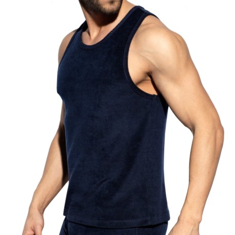 ES Collection Terry Cotton Tank Top - Navy