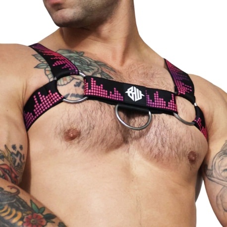 Breedwell Equalizer Bulldog Harness - Black - Neon Pink