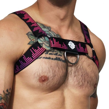 Breedwell Equalizer Bulldog Harness - Black - Neon Pink