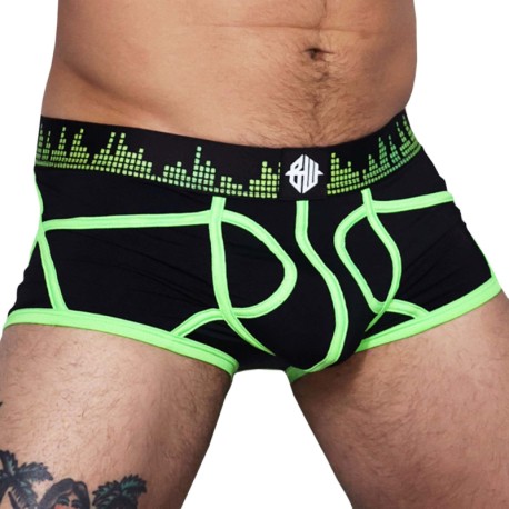 Breedwell Equalizer Bottomless Trunks - Black - Neon Green