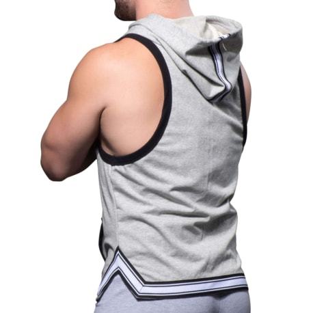 Andrew Christian Baller Sleeveless Hoodie - Heather Grey