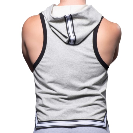 Andrew Christian Baller Sleeveless Hoodie - Heather Grey