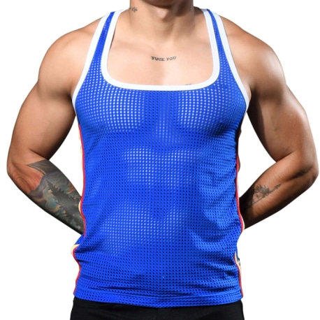 Andrew Christian Fit Mesh Square Neck Tank Top - Royal