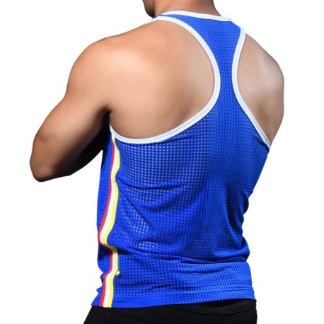 Andrew Christian Fit Mesh Square Neck Tank Top - Royal