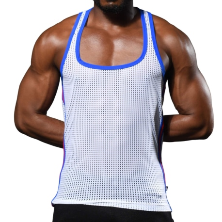 Andrew Christian Fit Mesh Square Neck Tank Top - White