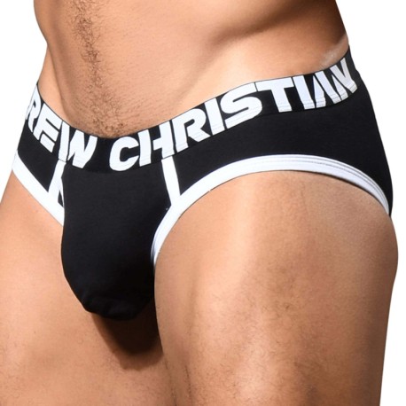 Andrew Christian Almost Naked Fly Tagless Briefs - Black