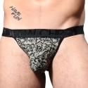 Andrew Christian Almost Naked Lace Print Briefs - Black - Beige