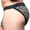 Andrew Christian Almost Naked Lace Print Briefs - Black - Beige