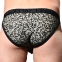 Andrew Christian Almost Naked Lace Print Briefs - Black - Beige