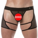 TOF Paris Circuit Fishnet Chaps Thong - Black