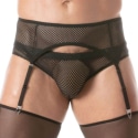 TOF Paris Circuit Fishnet Garter Belt Set - Black