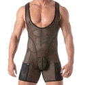 TOF Paris Circuit Fishnet Wrestling Singlet - Black