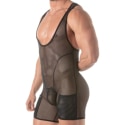 TOF Paris Circuit Fishnet Wrestling Singlet - Black