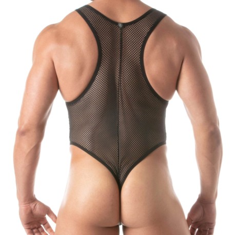 TOF Paris Circuit Fishnet Thong Bodysuit - Black