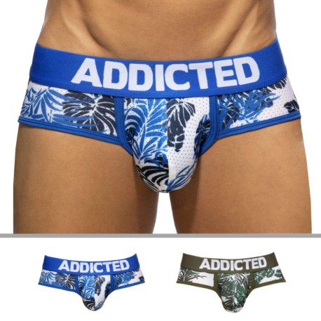 Addicted 2-Pack Tropicana Mesh Briefs - Blue - Khaki
