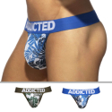 Addicted 2-Pack Tropicana Mesh Thongs - Blue - Khaki