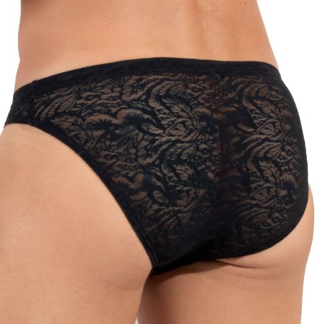 HOM Slip Micro Temptation Free Cut Lace Noir