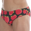 Barcode Bottom Swim Briefs - Black - Red