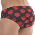 Barcode Slip de Bain Kiss Noir - Rouge