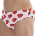 Barcode Slip de Bain Kiss Blanc - Rouge