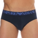 Emporio Armani All Over Printed Microfiber Briefs - Navy