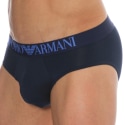 Emporio Armani All Over Printed Microfiber Briefs - Navy