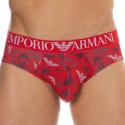 Emporio Armani All Over Printed Microfiber Briefs - Red Eagles