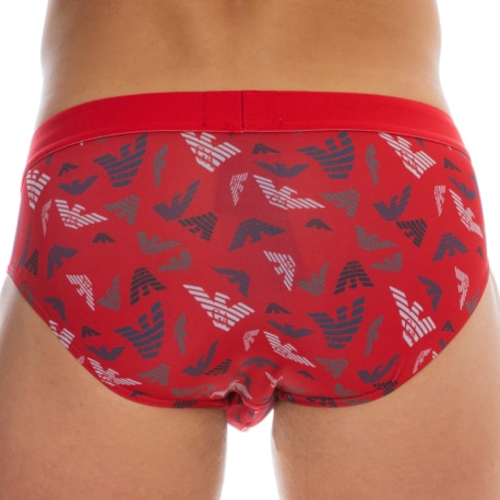 Emporio Armani All Over Printed Microfiber Briefs - Red Eagles