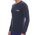 Emporio Armani T-Shirt Manches Longues Bold Monogram Coton Bleu Marine