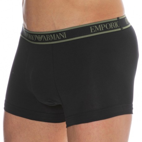 Emporio Armani Core Logoband Cotton Boxer Briefs - Black - Khaki