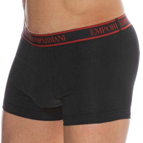 Emporio Armani Core Logoband Cotton Boxer Briefs - Black - Red