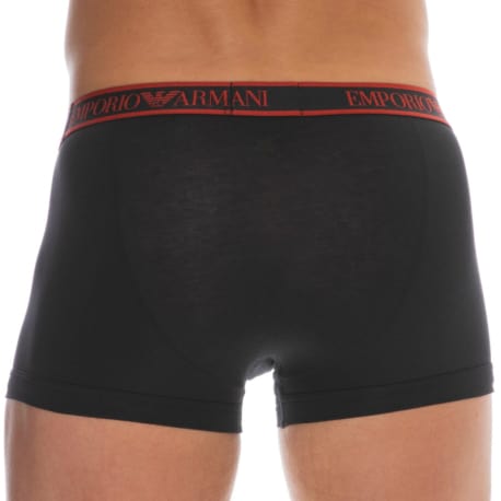 Emporio Armani Core Logoband Cotton Boxer Briefs - Black - Red